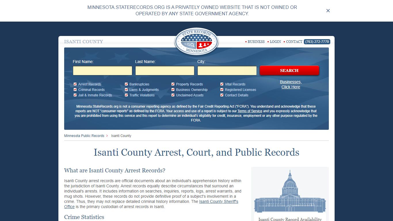 Isanti County Arrest, Court, and Public Records