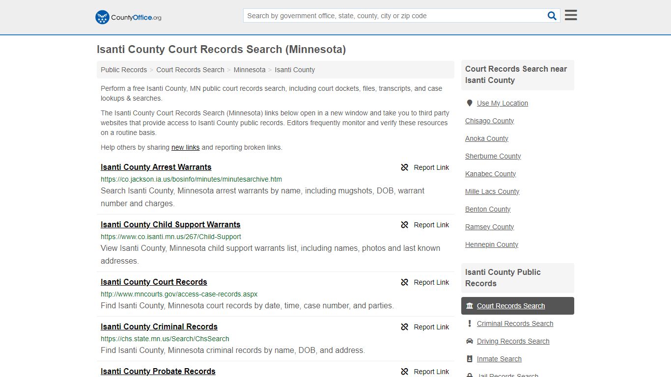 Isanti County Court Records Search (Minnesota) - County Office