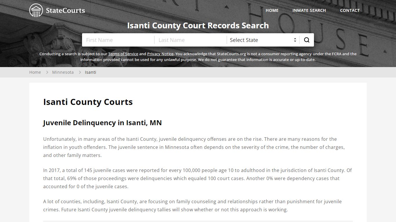 Isanti County, MN Courts - Records & Cases - StateCourts