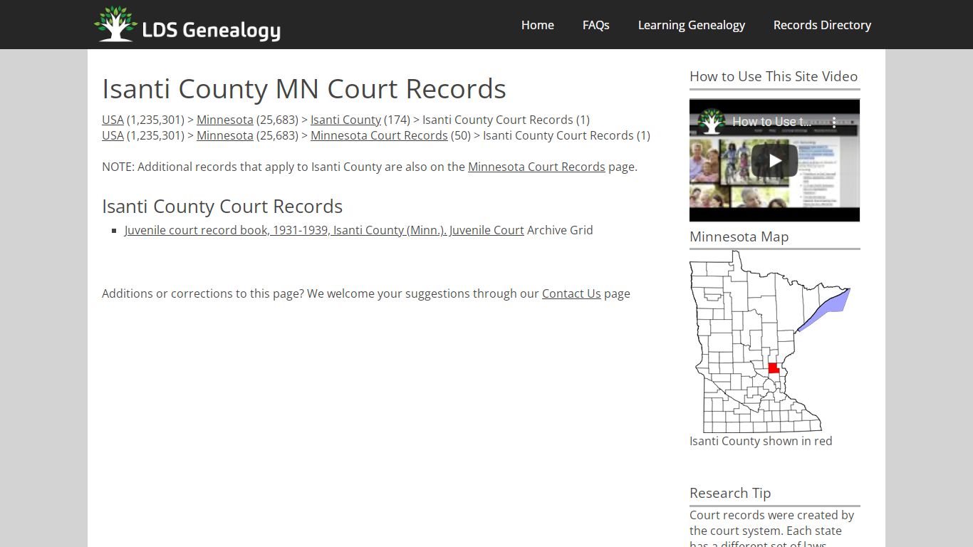 Isanti County MN Court Records - LDS Genealogy